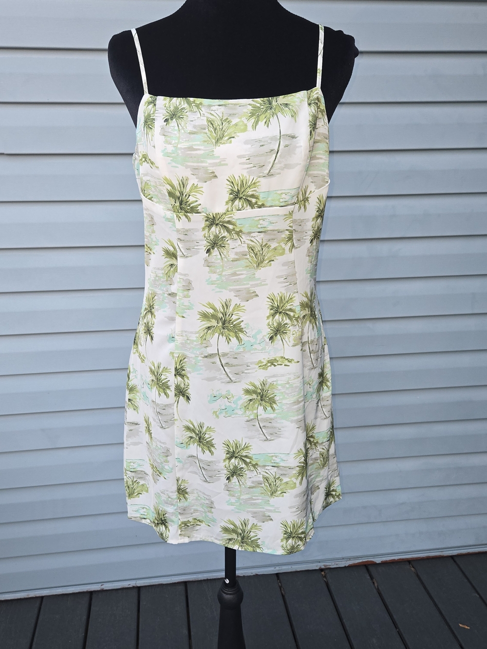 Forever 21 Palm Tree Print Cami Mini Slip Dress - Medium Tropical Vacation Y2K